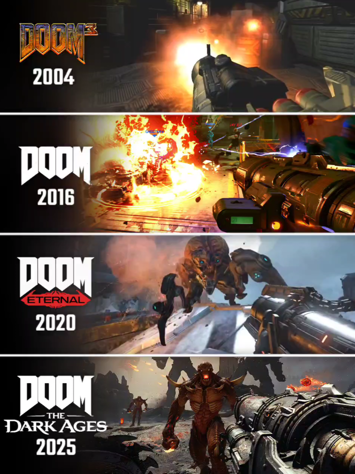 Rocket Launcher Evolution in DOOM Games 1993-2025 1993 DOOM 1994 DOOM 2 1997 DOOM 64 2004 DOOM 3 2016 DOOM 2020 DOOM Eternal 2025 DOOM The Dark Ages #doom #doomthedarkages #ps5 #ps5games #ps5pro #ps4 #xbox #xboxseriesx #xboxone #pc #pegaming 