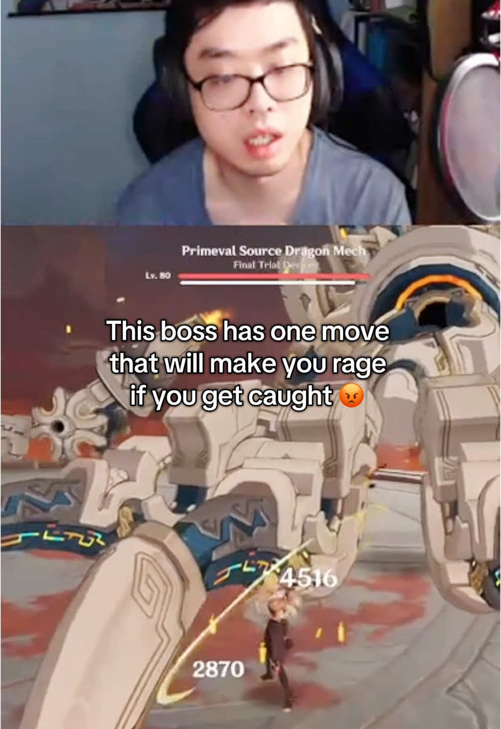 Thankfully this is actually a scripted moment so it’s not like we’re going to win this battle anyway (especially when we’re forced to use the Pyro Traveler for this part) but it’s cool when we get to fight bosses in world quests that aren’t gimmicked recolours of existing bosses in the overworld 😂 #GenshinImpact #hoyocreators 