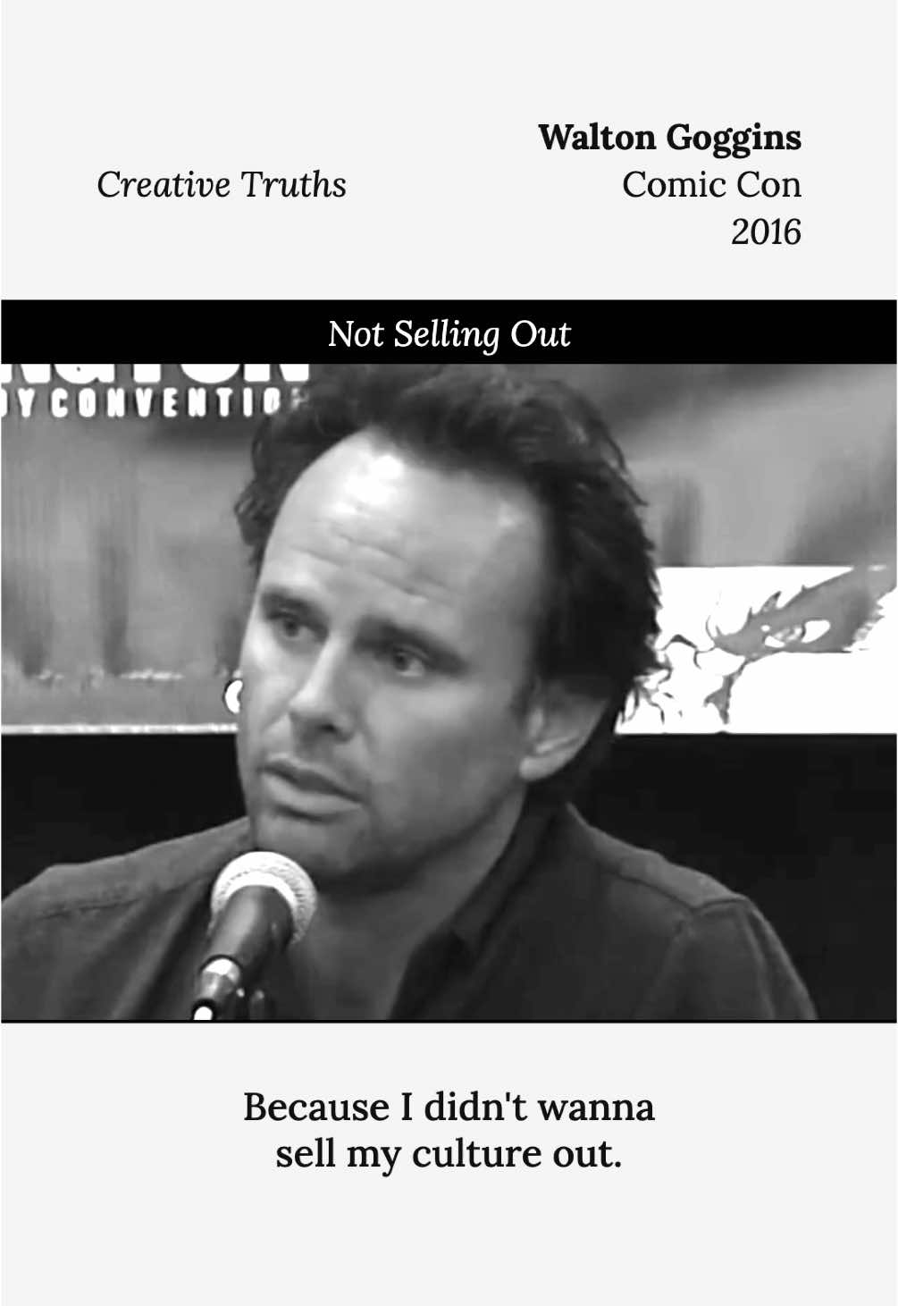 Walton Goggins on Not Selling Out “People in Hollywood so often profile people from the south as ignorant and backwards. And that just wasn't my experience… I just didn't wanna play that guy anymore because I didn't wanna sell my culture out.” #waltongoggins #viral #wisdom #careeradvice #acting #actor #hollywood