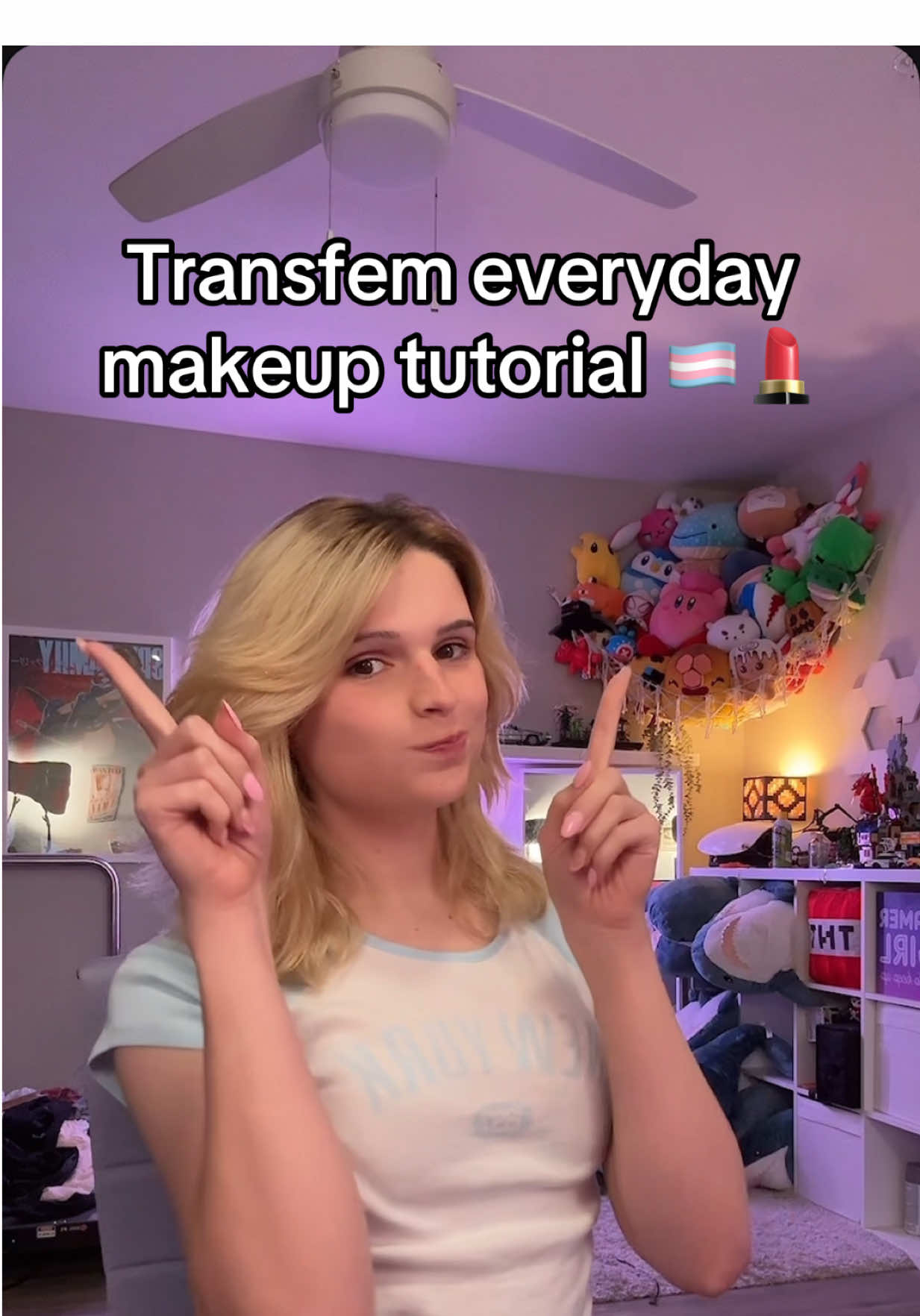 Hope This Trans Girl Makeup Tutorial Helps 🩵🏳️‍⚧️✨ #trans #transfem #transgirls #transpride #transgender #tgirl #mtf #transmakeup #tutorial #blahaj #milkyray #peachybunnn 