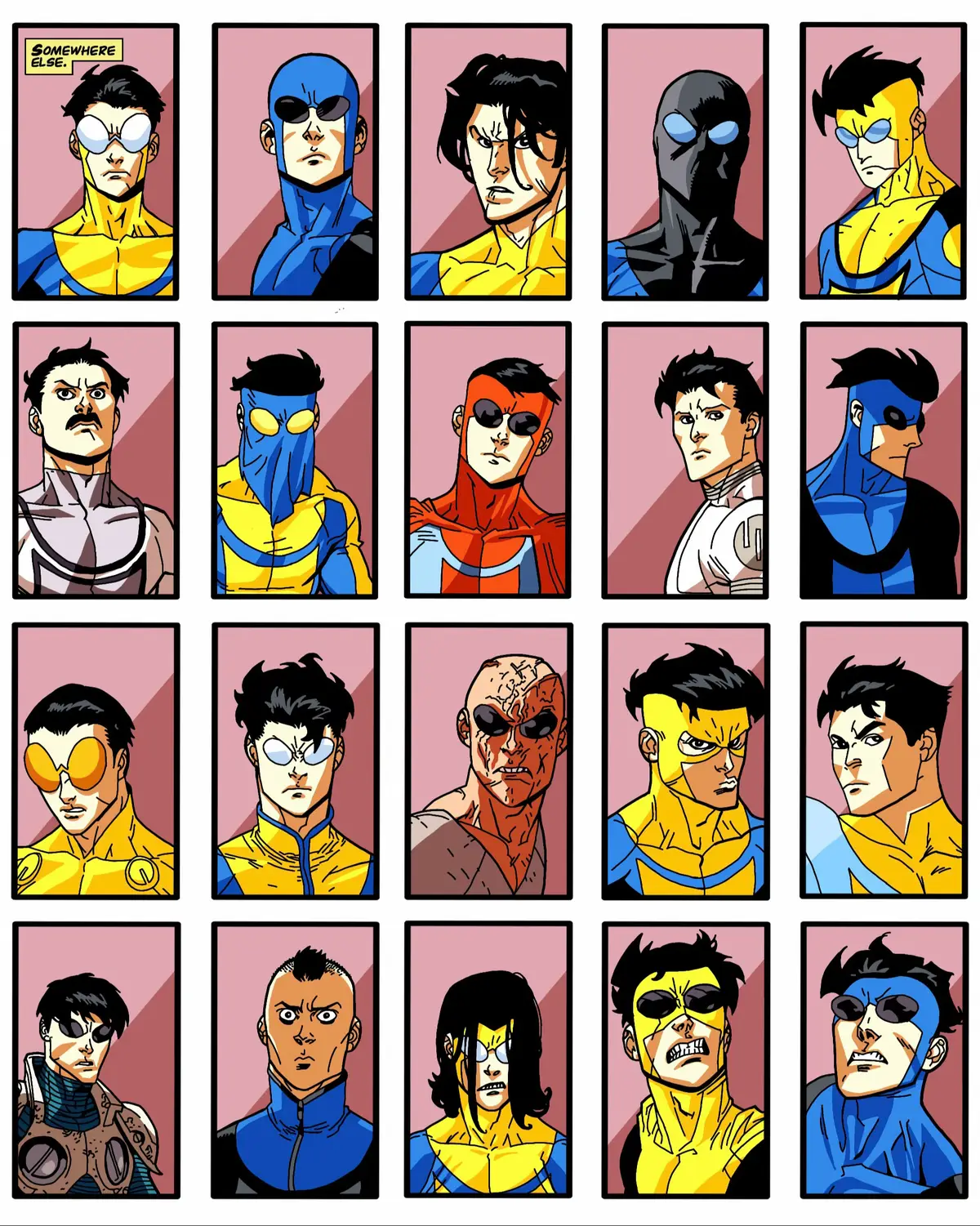 All Invincible variants conclusions. #invinciblewar #invinciblevariants #markgrayson #invincible #invinciblecomics #sinistermark #mohawkmark #prisonermark #mustachemark #viltrumitemark #sheistymark #bulletproofmark #tracksuitmark #longhairmark #flaxanmark #stripedmark #gogglelessmark #kneepadmark #fullmaskmark #baldmark #lightbluemark #bugeyedmark #masklessmark #omnimark 