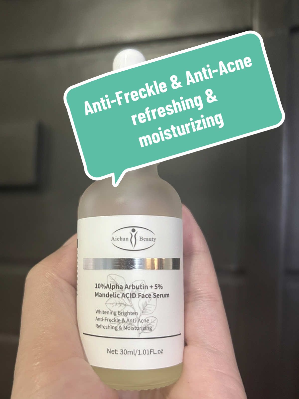 Anti-frekle & anti-acne, its also refreshing & moisturizing  #aichunbeauty #alphaarbutin #mandelinacid #antifreckles #antiacne 