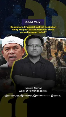 Imparsial menyoroti kebijakan Dedi Mulyadi yang mengirim siswa ‘nakal’ ke barak militer sebagai bentuk pembinaan yang berpotensi melanggar hak asasi anak. Apakah pendekatan ini benar-benar solusi atau justru menimbulkan masalah baru secara hukum dan kemanusiaan? Saksikan Good Talk 