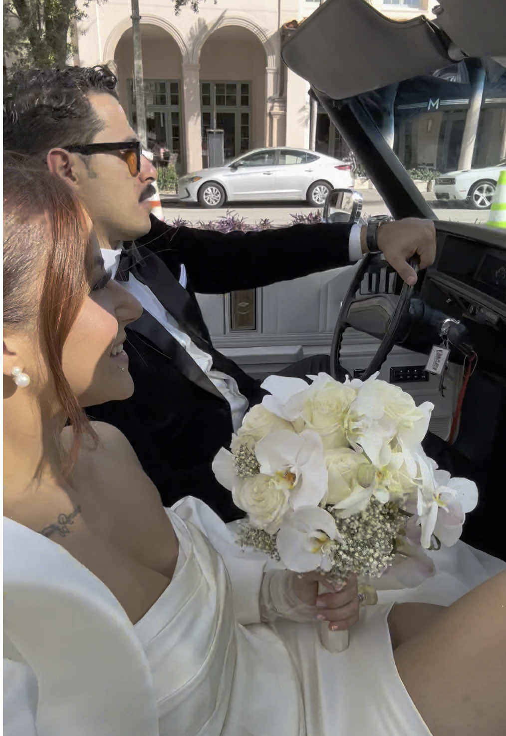 Driving to the courthouse 🕊️🤍 #fyp #smallwedding #details #simple #bride #groom #courthousewedding #miami #coralgables