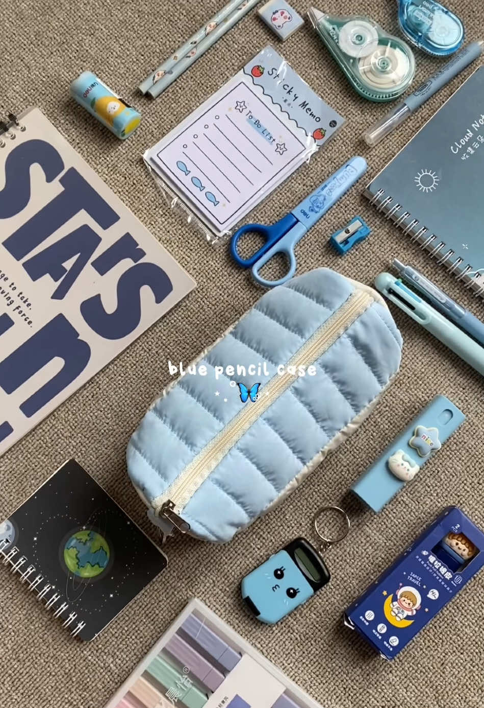 Biru, lucu, muat banyak 😋🩵🍰#pencilcase #cutesy #ngstationery #kotakpensil 