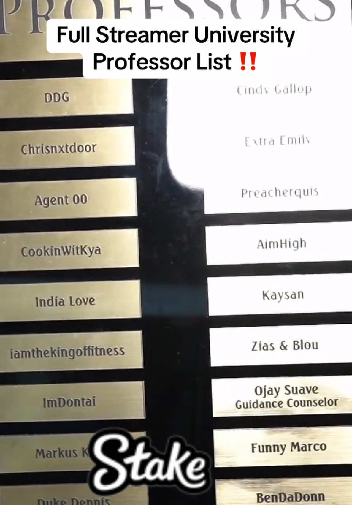 Full Streamer University Professor List ‼️ #kaicenat #fypシ゚viral #viral #trending #fouryoupage @DDG @Kai Cenat 