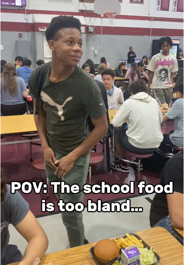 POV: The school food is too bland… #fyp #foryou #foryoupage #fypシ❤️💞❤️ #funny #comedy #skit #school #lunch #prank #season #seasoning #spice #salt #food #eat 