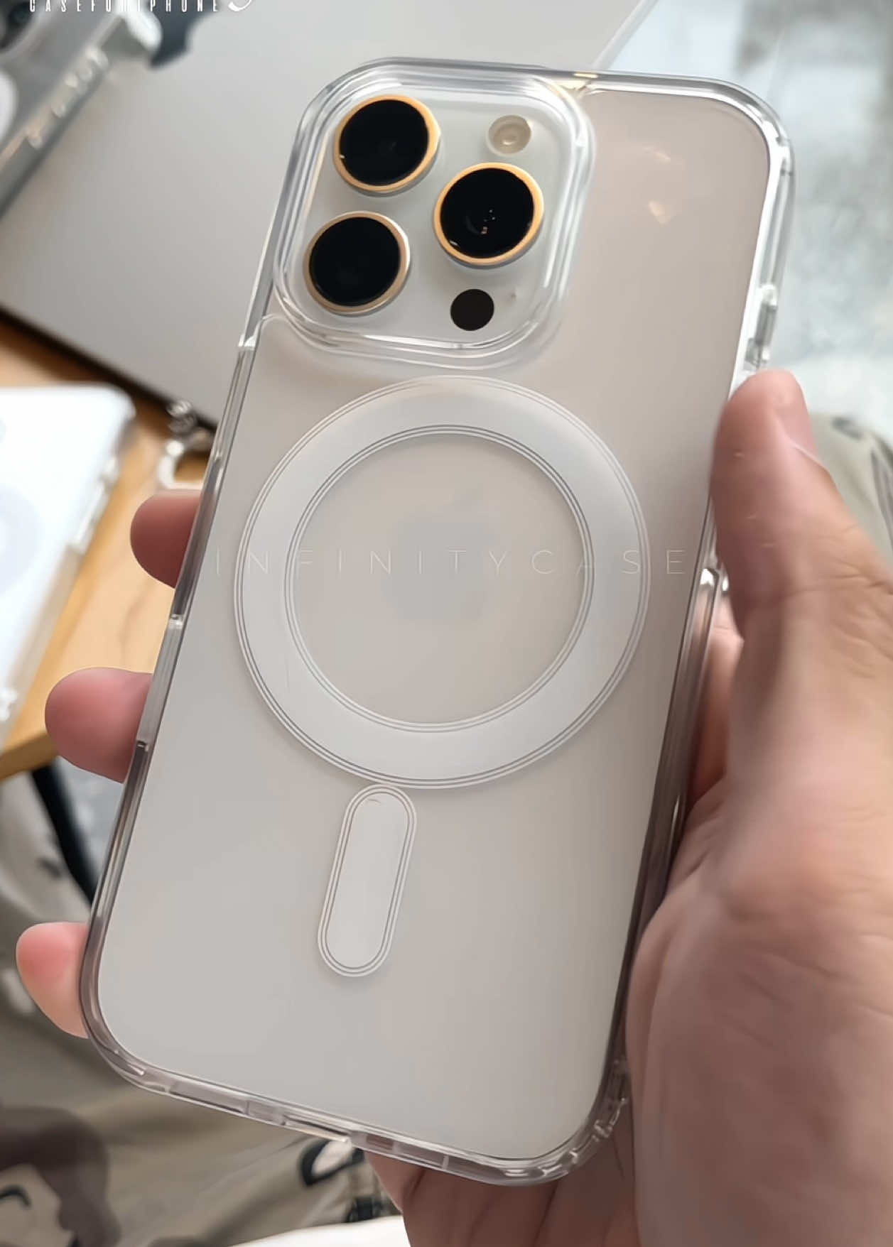 Ốp chống sốc trong suốt lưng cứng viền mềm magsafe từ tính #infinitycase 