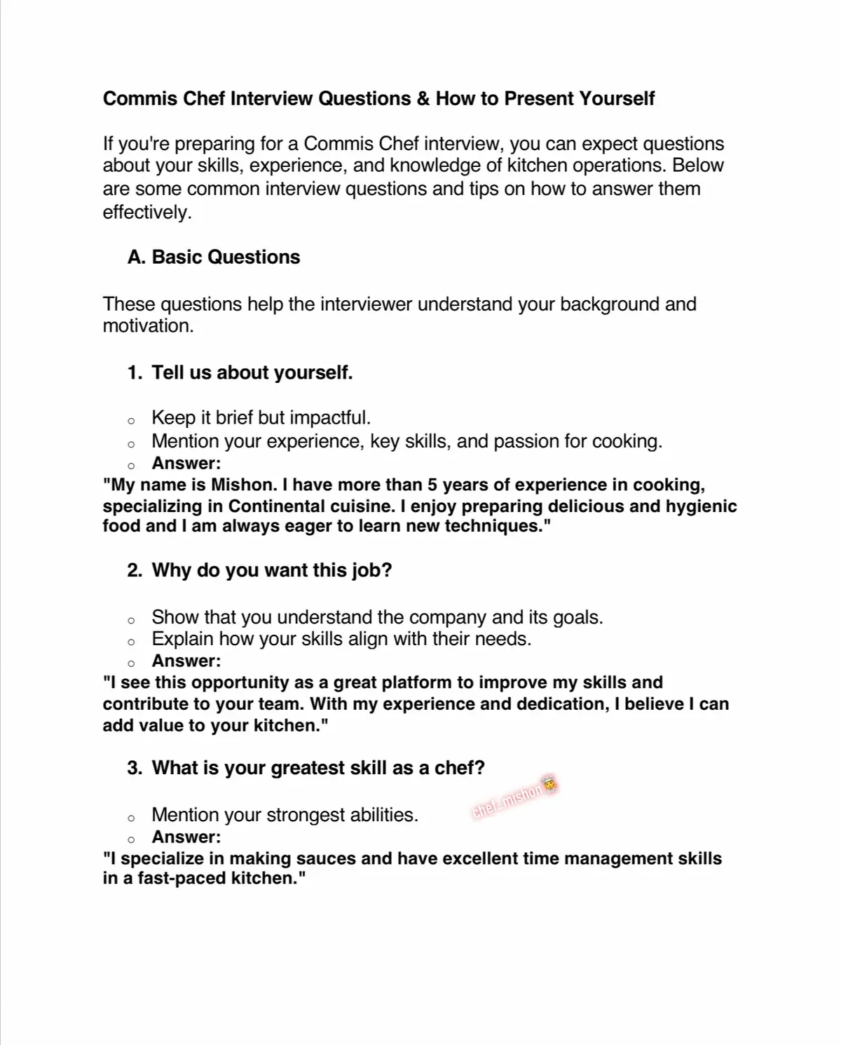 Commis chef interview preparation All the best in advance commis chefs🧑‍🍳 #chef_mishon #creatorsearchinsights #chef #foryoupage #keepsupporting #keepfollowing #cheftraining #goviral #everyone #fypシ゚ #fy #fyp #foryou #foryoupageofficiall  @Chef_Mishon 