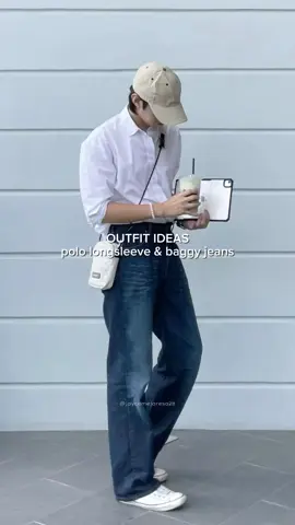 outfit ideas ft. polo longsleeve and baggy jeans #fyp #outfitideas #pololongsleeve #baggyjeans #styleformen 
