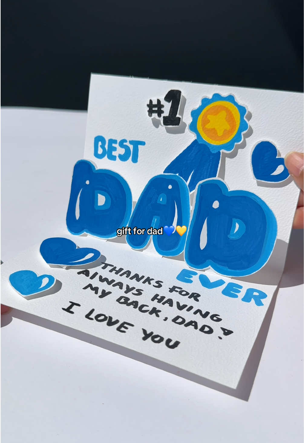 make the cutest gift card for dad💛💙 #handmadegifts #giftidea #craft #diygift #diycraft #giftcard #DIY #birthdaygift #popupcard #giftfordad #dad #FathersDay 