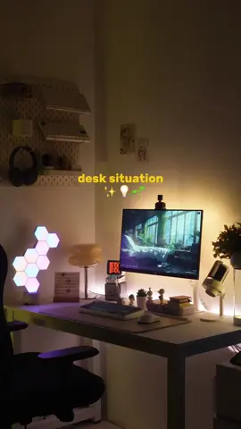 night mode 💡 you need some lights to your space and this is your sign 😌 #desk #desksetup #wfh #workfromhome #aesthetic #aesthetics #cozy #fyp #fypage 
