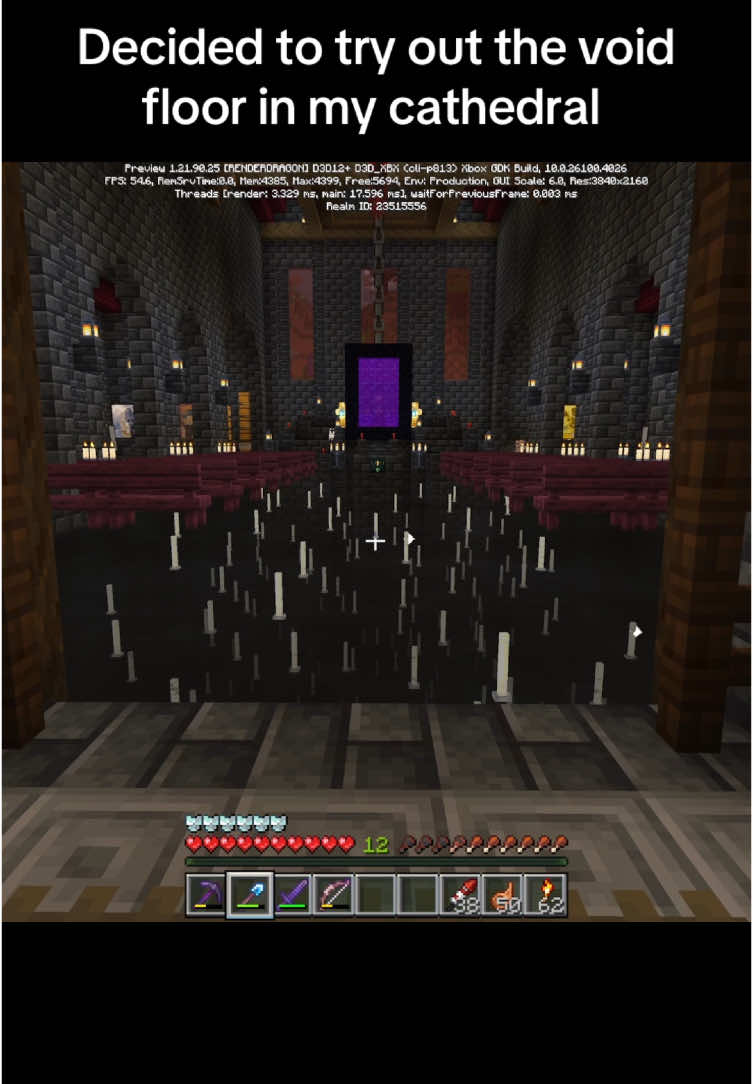 Decided to try out the void fog floor in my cathedral in Minecraft. Starlight void! #fyp #Minecraft #cathedral #void #minecraftfloorideas 