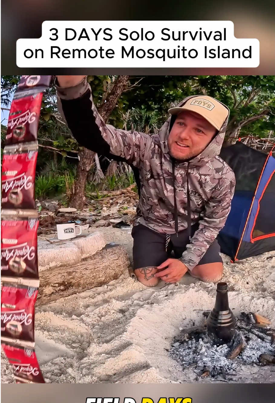 3 DAYS Solo Survival - NO FOOD, NO WATER - on Remote Mosquito Island #crab #catchandcook #camping #Outdoors #fishing #fielddays #fyp 