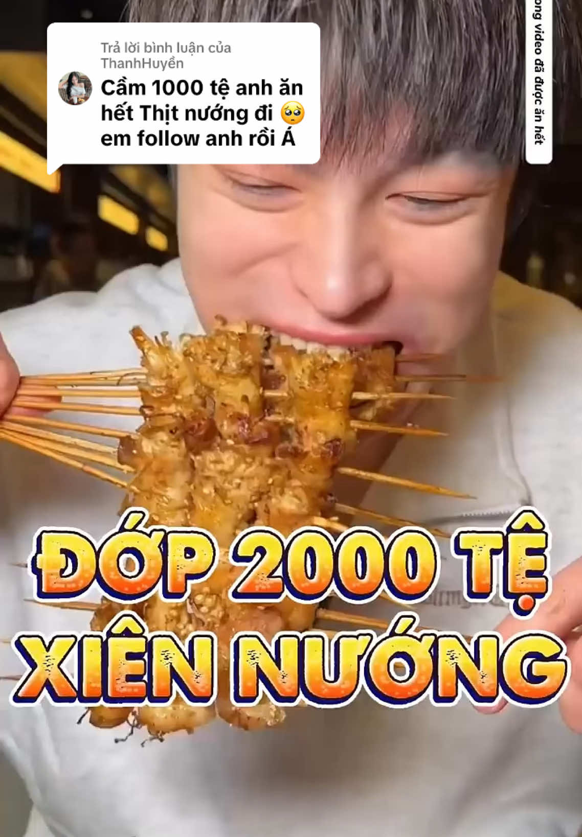 Trả lời @ThanhHuyền Cầm 1000 tệ đi đớp xiên nướng và cái kết gấp đôi tiền #xh #xhtiktok #mukbangeatingshow #mukbangvideo #mukbang #thánhđớpchina #changabatuyet #lapxuongmavin 