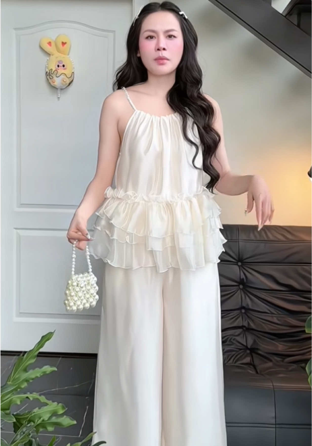 Sét Áo Tơ Bèo Cổ Yếm Dây Ngọc Phối Bèo Kèm Quần Dáng Dài #fyp #xh #outfit #xuhuongtiktok #thoitrangnu #mặcđẹpmỗingày 