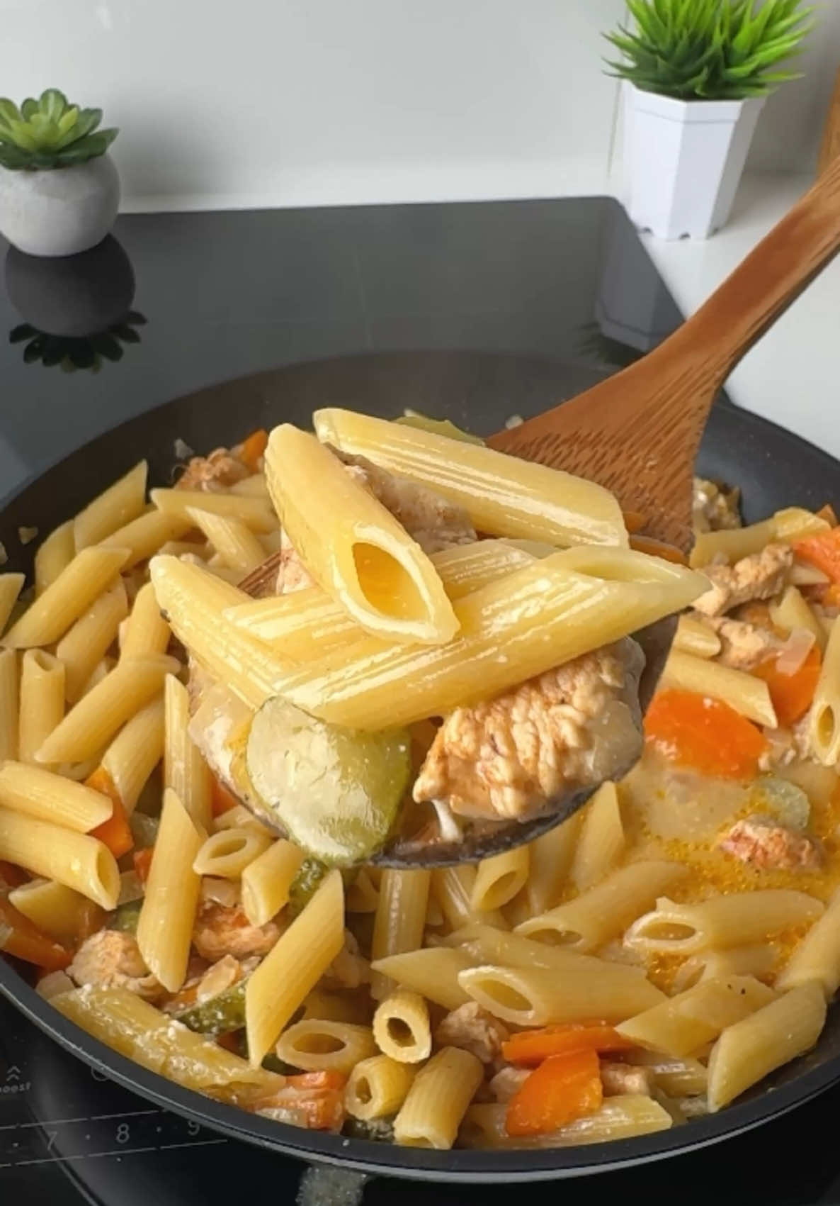 #VNVideoEditor                                           Turkish Dinner from a Pack of Pasta.             Easy Pasta Dish Anyone Can Cook! INGREDIENTS: ●Onion - 1 pc ●Vegetable oil - 3 tbsp. ●Carrot - 1 pc ●Chicken breast - 400 gr ●Salt  - 1 tsp. ●Ground black pepper - to taste ●Smoked paprika - 1 tsp. ●Pickles - 4 pcs. (120 g) ●Hot water - 600 ml(so that it covers the Pasta) ●Sour cream - 2 tbsp ●Mayonnaise - 1 tbsp. ●Pasta - 350 g 1. Fry finely chopped onion in vegetable oil until golden brown. 2. Cut the carrots into thin pieces and add to the onion, fry for 5-7 minutes over medium heat. 3. Cut the chicken fillet into pieces and place in a frying pan, add salt and spices, mix well. Fry for 5 minutes. 4. Cut the pickles into small pieces and put them in a frying pan, add hot water. Simmer under the lid for 15 minutes on a low-medium heat. 5. Add sour cream, mayonnaise and pasta. Mix well and cook under the lid until the pasta is ready for 8-10 minutes. Bon appetit! The recipe in your language is available in the description, 💖🇺🇦🇵🇱🇩🇪🇺🇸🇫🇰🇪🇸🇵🇹🇮🇹🇷🇴 🇷🇸🇭🇷🇱🇻🇸🇮🇨🇿🇫🇮🇸🇪🇩🇰🇳🇴 🇯🇵 🇬🇷 🇮🇱🇰🇿🇰🇬🇱🇻🇹🇼 🇵🇪 🇦🇷 🇨🇱 🇻🇪 🇹🇭 🇧🇷                              #food #Recipe #dinner #pasta #simplydeliciousrecipes 
