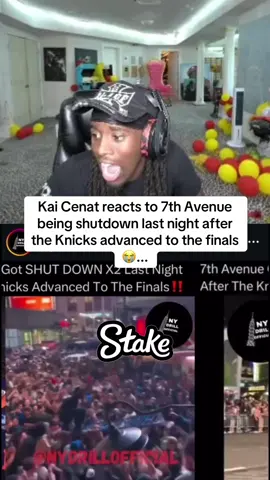 Kai Cenat reacts to 7th Avenue being shutdown last night after the Knicks advanced to the finals 😭... #kaicenat #knicks #nbafinals 