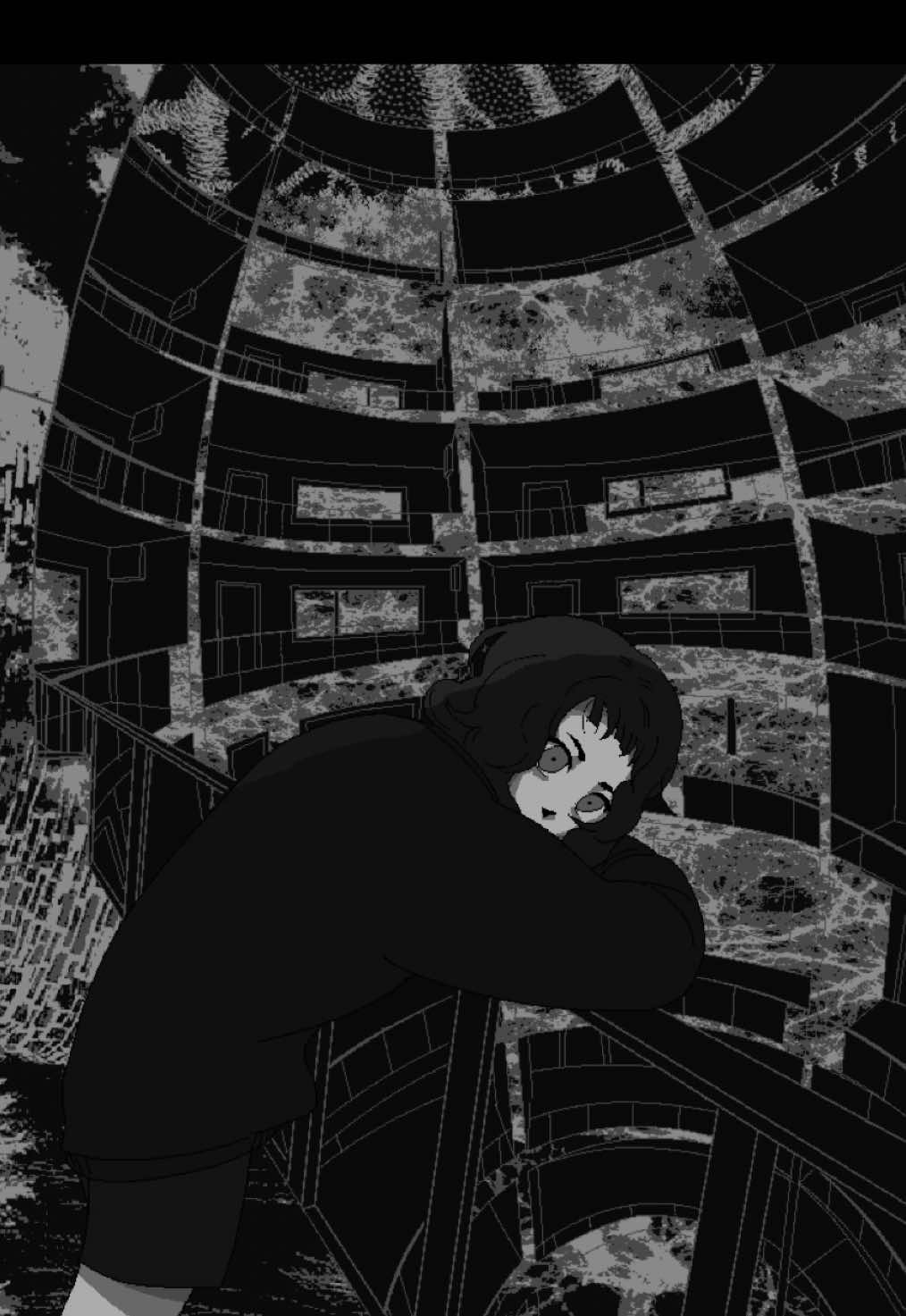 It's empty here, and it makes me feel neither good nor bad. I'm all alone, but at the same time it feels like I'm not. There are a lot of thoughts in my head, they always keep me entertained. I can create a whole world with them. This place is safe, and nothing bad will happen here. Nothing good will happen either, though. #milkoutsideabagofmilk#visualnovel#edit / heavy ib @sirvn 
