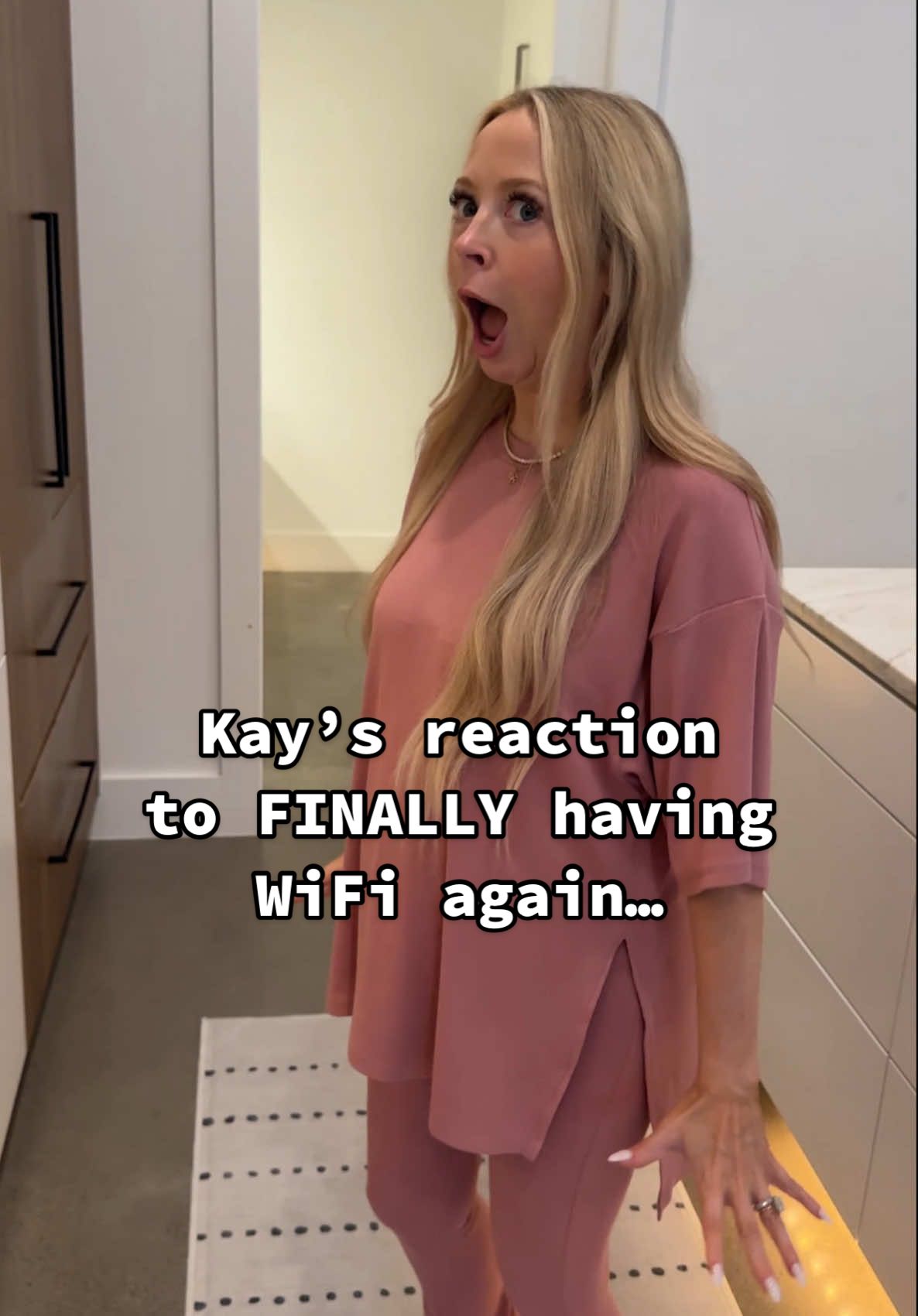 Kay’s face at the end! 😂🤣 backstory ::: We went the last couple days without WiFi, and we learned just how many things need it to work! 😅 Our TV, camera’s, security system, and so much more need it to work properly. To make it worse, our cell service around our house is HORRIBLE! So for the last 2 days we have had to go without a lot of those things! Finally, the team got out and fixed whatever was wrong near our house, and we were able to use it again, and I thought I would get Kay’s reaction to it finally turning back on. She was so excited and immediately started testing everything to see if it worked! It was so funny watching her excitement over something so simple! 😂 I am glad it is finally back on because the worst thing we lose during those 2 days was being able to turn on Ellie’s camera downstairs, and I always love to see her sleeping in her crib while we are hanging out at night. ❤️ #kayandtayofficial #couples #relationships #pregnant #postpartum 