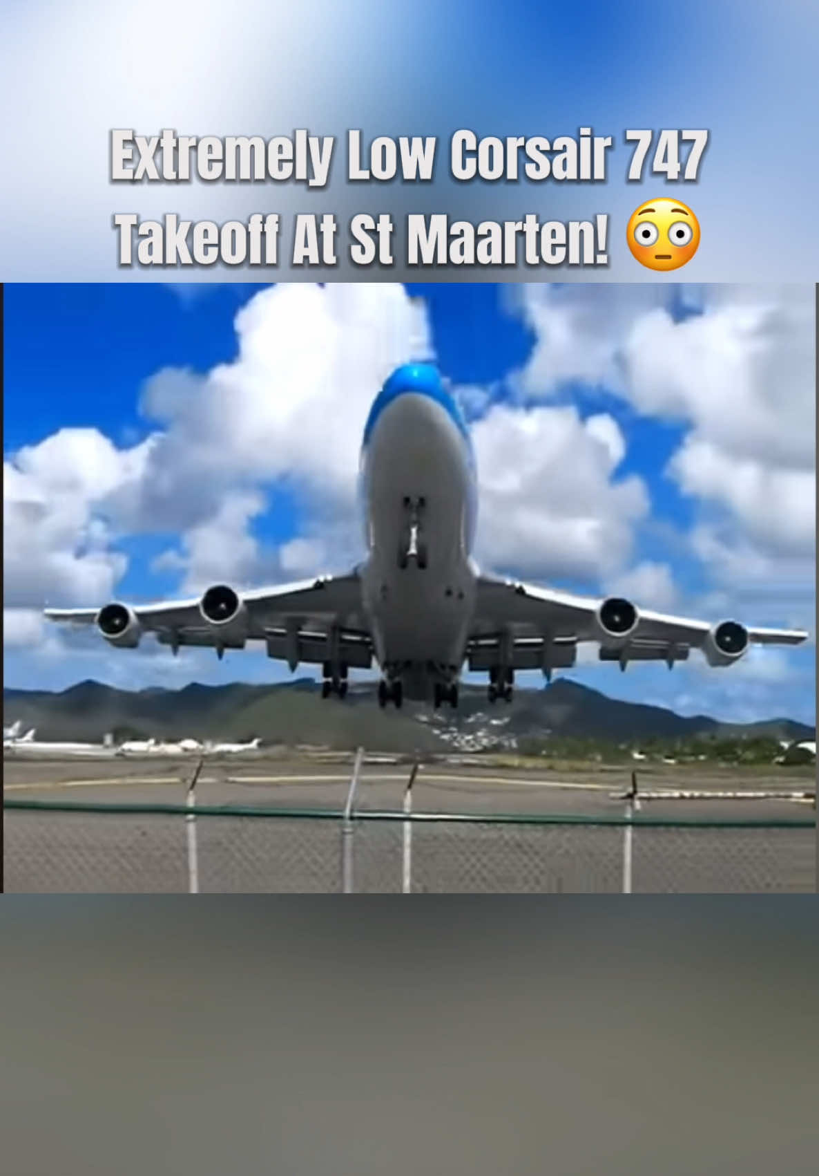 Extremely Low Corsair 747 Takeoff At St Maarten! 😳🛫 #fyp #aviation #takeoff #low #stmaarten #airport #corsair #747 #plane #aircraft #crazy #aviationlovers #planespotting 
