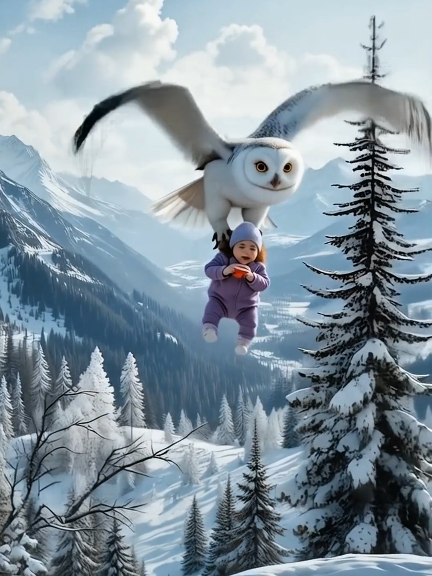 A snow eagle snatches the baby but what polar bear did to rescue baby  amazed everyone one 🐻‍❄️ #rescuemission #rescue #baby #polarbear #eagles 
