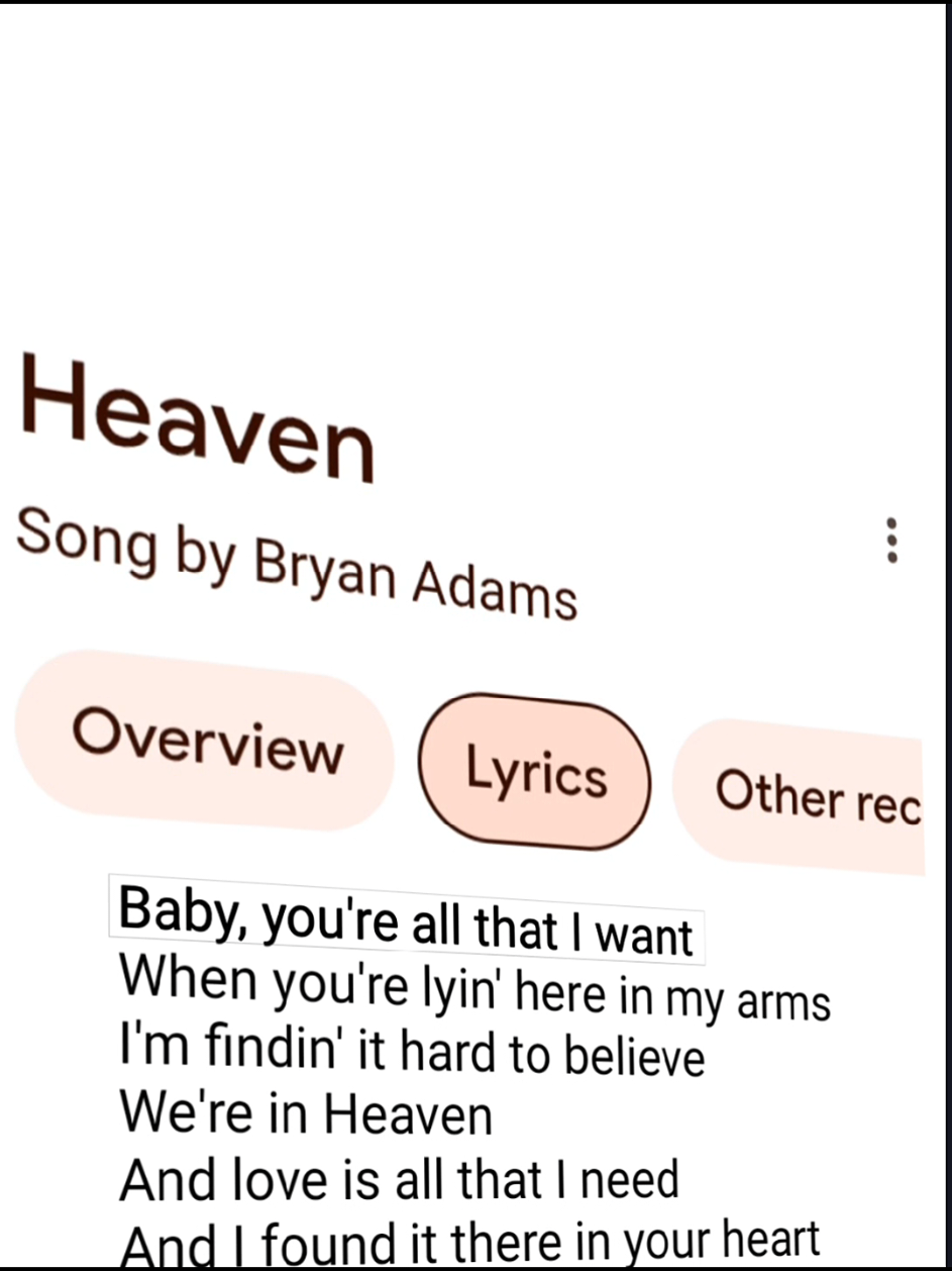 Heaven | LYRICS  ... Heaven Heaven Bryan Adams  Heaven lyrics  Heaven Bryan full lyrics  Heaven lyrics song #heavenbryanadams #heaven #songlyrics #lyricsvideo #lyrics #applemusic #lyricsedit #googlelyrics🎧 #googlelyrics #fyp