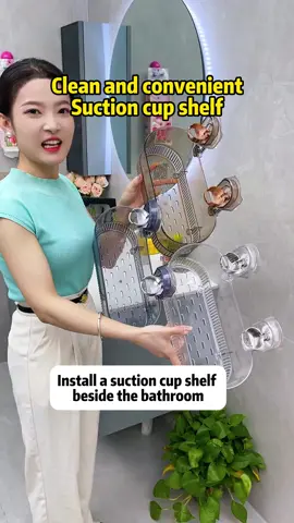 Universal multi-functional suction cup storage rack in the bathroom and kitchen without punching holes#storagerack #shelf #suctioncupshelf #storagebox #homegoods 