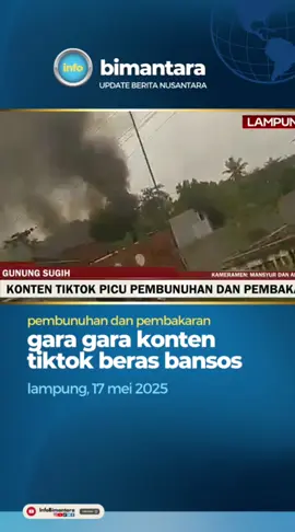 Sebuah content Tiktok soal beras bansos diduga memicu pembunuhan, pembakaran, perusakan 4 rumah, dan sejumlah kendaraan milik lurah dan kerabatnya di Gunung Agung, Kecamatan Terusan Nyunyai, Lampung Tengah, Sabtu pagi, 17 Mei 2025. Sumber : Lampung TV News #hukum #kriminal #lampung #berasbansos #lurah #bimantara #tiktoknews 