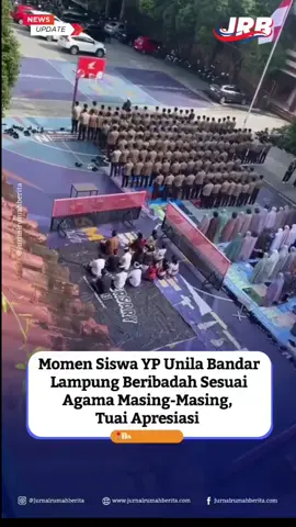 ⏩Indahnya Toleransi di Sekolah! SMA YP Unila, Bandar Lampung, mencuri perhatian publik setelah momen siswa-siswinya beribadah sesuai agama masing-masing viral di media sosial. Para pelajar Muslim, Kristen, dan Hindu melaksanakan ibadah dengan khidmat dalam waktu yang sama. Momen langka ini menuai banyak apresiasi dari netizen yang menyebutnya sebagai contoh nyata pendidikan toleransi di usia muda. Alangkah SMA YP Unila patut dicontoh sekolah lain demi membentuk generasi yang berakhlak, inklusif, dan siap hidup dalam keberagaman. 💛 🎥: @sma_ypunila . #JurnalRumahBerita # #YPUnila #ToleransiPelajar #BeritaLampung #HarmoniDalamKeberagaman #Lampungid #BandarLampung #SekolahInspiratif #indonesiadamai 
