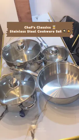 Ready na magprito ng 🥚🤣 stainless steel cookware set from @Chefs Classics PH 🫶🏻 #chefsclassics #stainlesssteelcookwareset #foryoupage #fypシ゚ #nocopyrightinfringementintended 