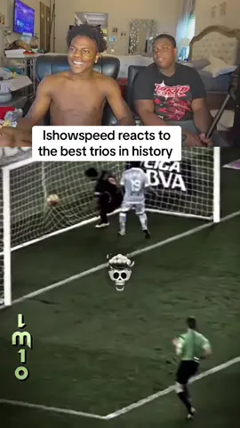 Ishowspeed reacts to the best trios in history 🐐😱 #ishowspeed #messi #neymar #suarez #barcelona #fypシ #foryou #foryoupage #fypシ 