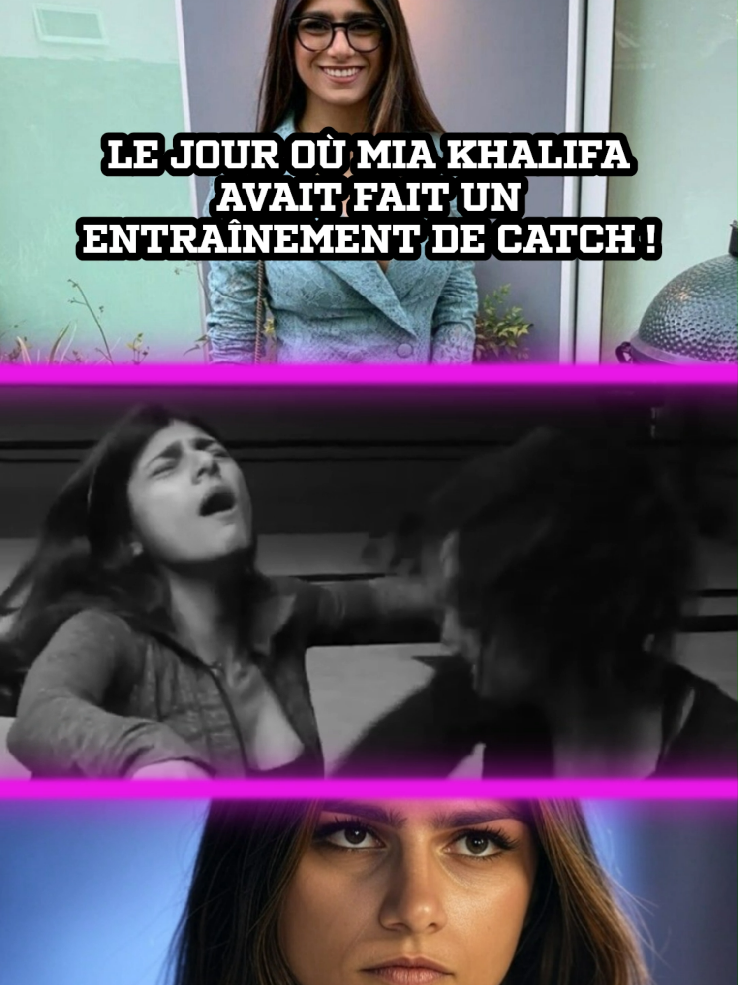Elle avait critiqué la discipline en 2017 durant l’émission Out of Bounds, du coup il lui avait été proposé un entraînement qu'elle avait accepté. #miakhalifa #wwe #wrestling