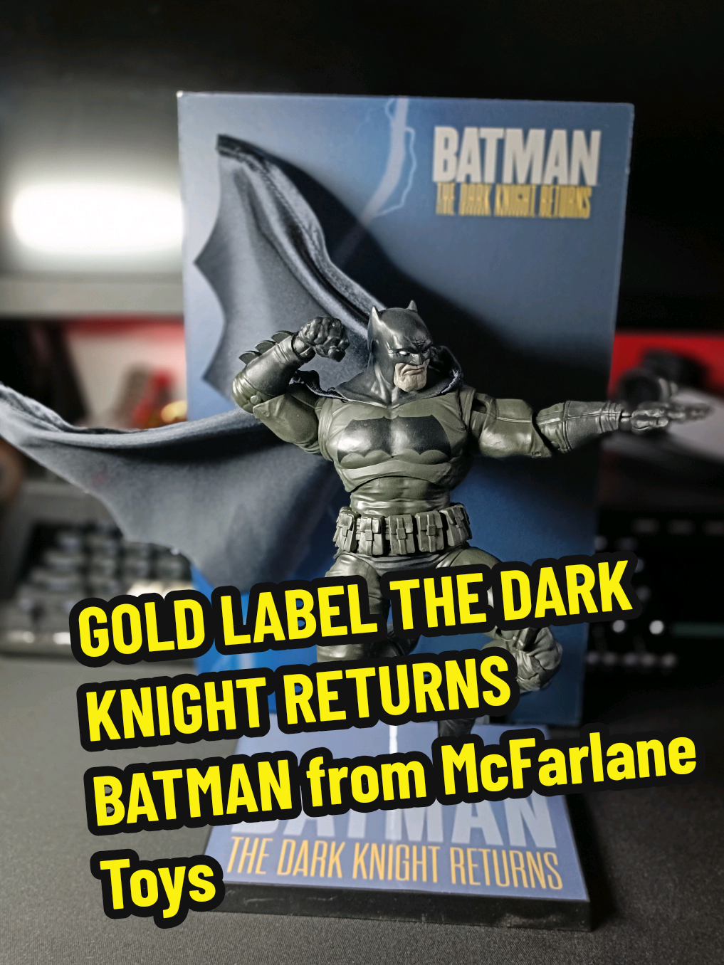 THE DARK KNIGHT RETURNS from McFarlane Toys. This is the Gold Label version which comes with a comic cover backdrop and a display stand, One of my favourite Batman figures to come from @mcfarlanetoys . #kaizuhobby #mcfarlanetoys #mcfarlane #toddmcfarlane #thedarkknightreturns #batman #figtok #toytok #toycollector #toycollection #toycollecting #toyposing #actionfigure #actionfigureposing #actionfigures #toyphotography #mcfarlanedcmultiverse #dccomics #fyp #viral 