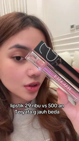 Lipstik harga beda 15x… hasilnya ga jauh beda aku beli 29 rb #lipstick #review #hanasui #dupe #rekomendasi #fypdong 