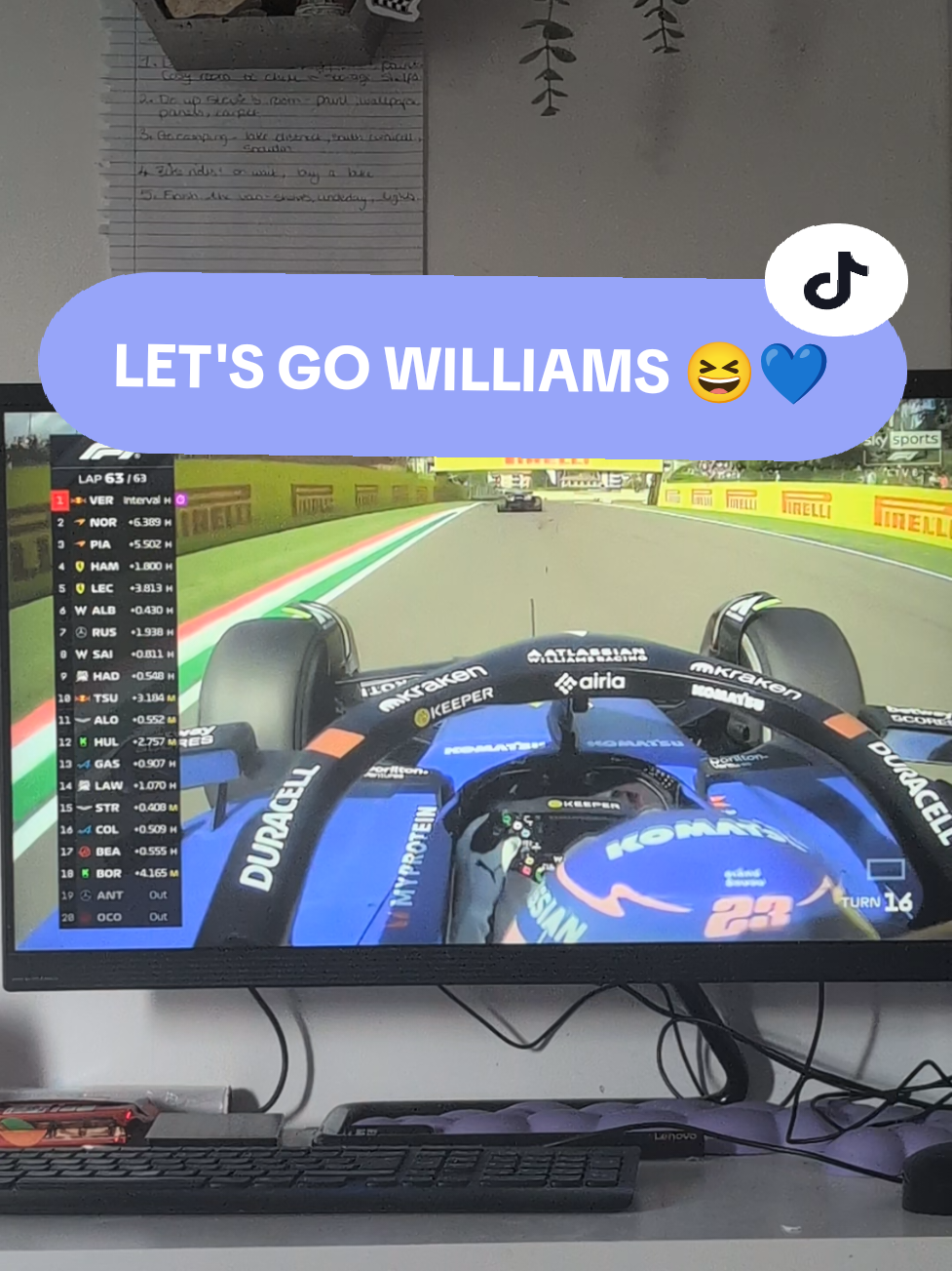 the STRESS but my god albon drove incredibly, never back down NEVER WHAT !!!! 😆😆  @Atlassian Williams Racing LET'S GOOOOOO💙💙 #williamsf1 #f1 #formulaone #alexalbon #f1tiktok #fyp #imolagp 