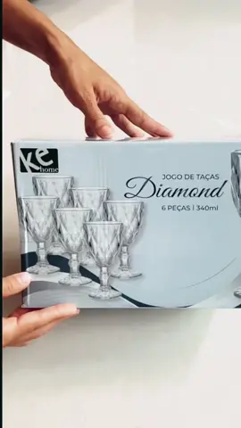 Kit 6 Taças Diamond Vidro Transparente Para Vinho Luxo Resistente 340ml, Adquira já a sua Comenta “eu quero” para receber o link ##taçadiamond##achadinhos##achadinhosshopee##shopee
