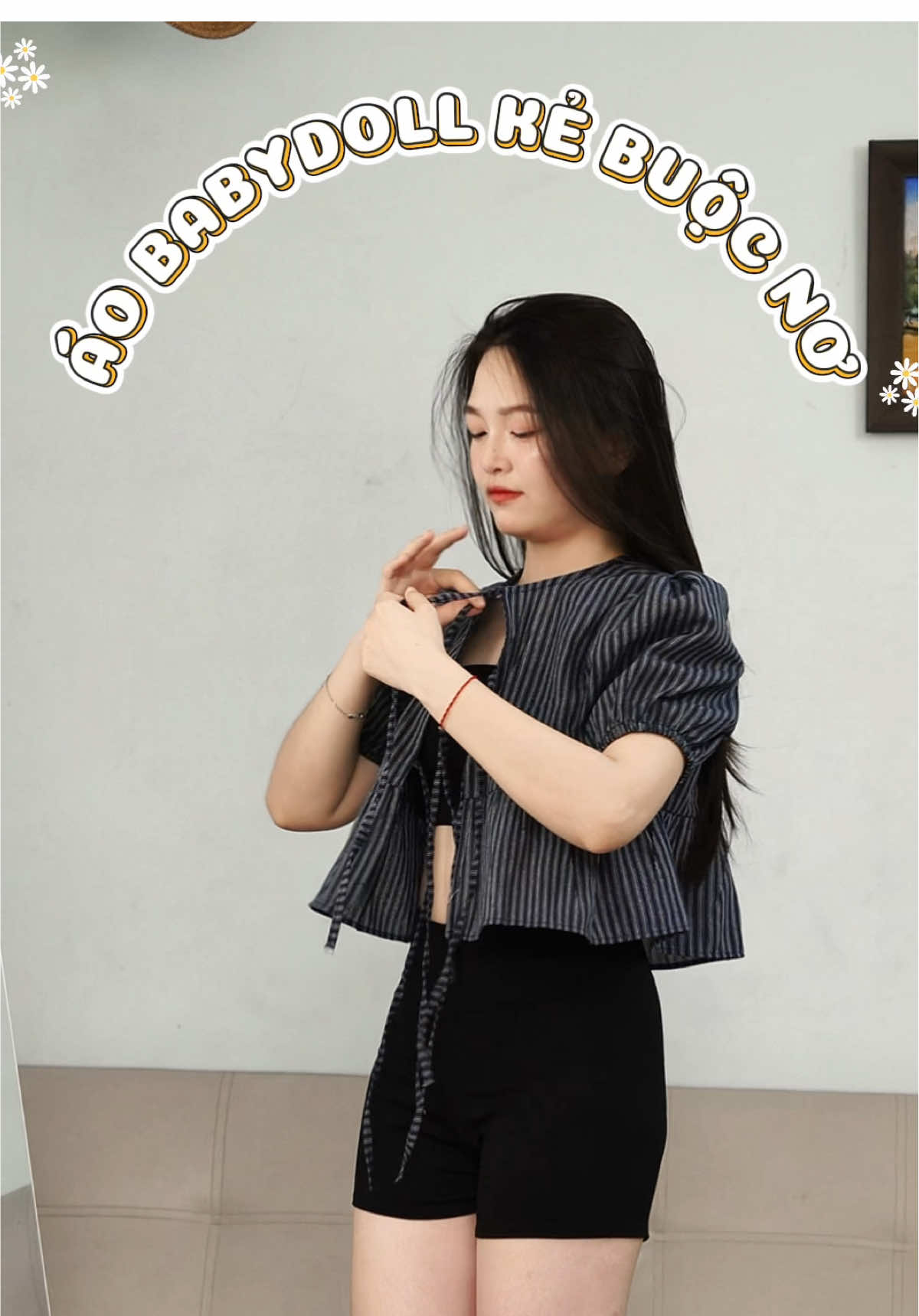 Trời ơi em babydoll kẻ buộc nơ này xinh xỉu, mix đủ kiểu được luôn chị em ạ #fypシ゚ #lendocungkapi #xuhuong #outfit #review #OOTD #thoitrang #aobabydoll #aobabydollxinh 
