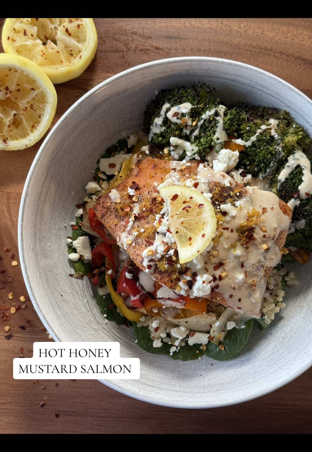 Hot honey mustard salmon 🍋🍣🍯 this recipe is healthy, high protein, and easy to make!!  @Simply Organic @Smash Kitchen @Mike’s Hot Honey @Graza @FAGE @Caraway Home  #healthyfood #easydinnerrecipes #healthyrecipes #mealideas #DinnerIdeas #EasyRecipe #highprotein 