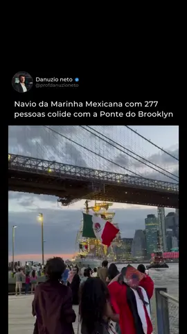Na noite de 17 de maio de 2025, o navio-escola Cuauhtémoc, da Marinha Mexicana, colidiu com a Ponte do Brooklyn, em Nova York. A embarcação, com 277 pessoas a bordo, perdeu energia durante uma manobra, e seus três mastros se chocaram contra a estrutura da ponte. Duas pessoas perderam a vida e 19 ficaram feridas, algumas em estado delicado. O Cuauhtémoc, conhecido por representar o país em missões de treinamento e eventos internacionais, havia atracado na cidade dias antes. A ponte foi inspecionada e liberada logo depois, enquanto autoridades seguem investigando o que levou ao acidente. Siga o @profdanuzioneto para saber mais
