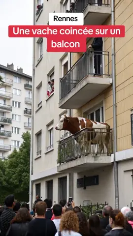 L'animal est saint et sauf. #info #france #bretagne #rennes #insolite #sauvetage #vache (contenu parodique) 