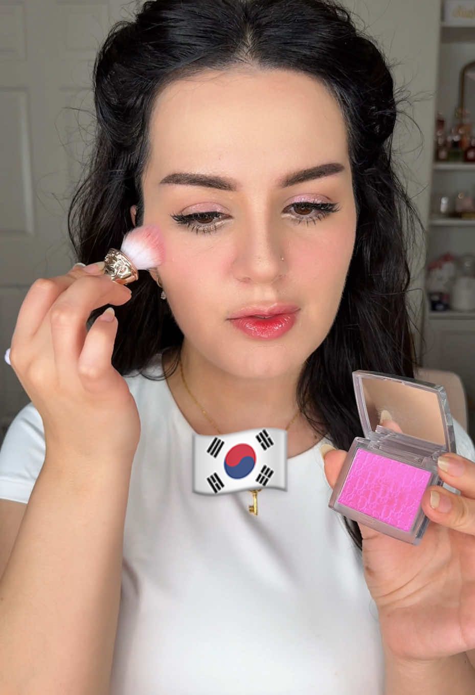 Replying to @qhy.7  تتوريال مكياج كوري ناعم 🇰🇷 Soft Korean makeup tutorial  . . -@Pixi Beauty hydrating milky mist -@ErborianUSA cc creme (shade : CLAIR)  -@milktouch US cushion foundation (shade: 03 natural beige )  -@Anastasia Beverly Hills concealer (shade: 4)  -@Iconic London prep-set-glow mist (original)  -@Huda Beauty loose powder (pound cake )  -@Flower Knows Makeup eyebrow palette (02 cold brew Tawny) from the midsummer fairytales collection  -flowerknows makeup palette ( 03 fairy melody ) from the midsummer fairytales collection -@SHEGLAM crystal jelly glaze stick ( shade : rosy gem )  -@L’Oréal Paris paradise big deal mascara  -Anastasia Beverly Hills contour stick (shade: shadow )  -flowerknows strawberry Cupid  liquid blush ( shade : 01 frosty strawberry)  -@Estée Lauder pure color lipstick mattee (shade : 612 lead you on )  -@Gisou honey infused lip oil (shade : raspberry swirl )  -flowerknows pressed powder ( shade : 02 ivory beige ) from the strawberry Cupid collection  -@Diorbeauty rosy glow powder blush ( shade : 001 pink )  -@Rare Beauty highlighter ( shade : enlighten)  . . . #maryamalnasiri #makeuptransition #kireanmakeup #softkoreanmakeup #kbeauty #korea 