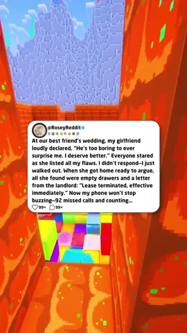 At our best friend’s wedding, my girlfriend loudly declared, “He’s too boring to ever surprise me. I deserve better.” Everyone stared as she listed all my flaws. I didn’t respond—I just walked out. When she got home ready to argue, all she found were empty drawers and a letter from the landlord: “Lease terminated, effective immediately.” Now my phone won’t stop buzzing—92 missed calls and counting…