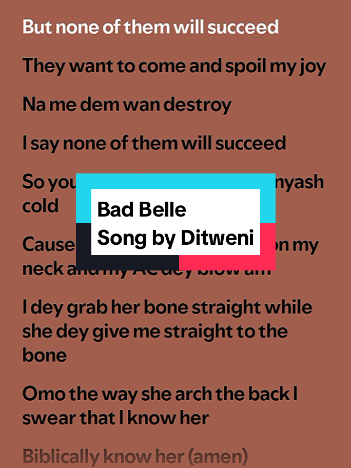 Bad Belle by Ditweni (Lyrics) Artist @Ditweni  #creatorsearchinsights #bad #belle #ditweni #foryoupage #lyric #fyp 
