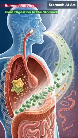 Food Digestion Animation | Stomach AI Art | 02#HumanAnatomy #StomachDigestion #MedicalShorts #SlowMotionScience #InsideTheBody 