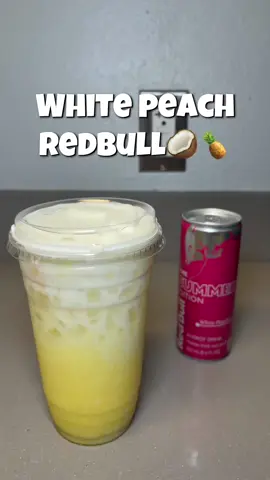 Any other combo suggestions?😋🍑 #fyp #foryou #drink #fypシ #whitepeachredbull #whitepeach #drinktok #redbulls #redbull #creamyredbull #piñacolada #pineapple #coconut 