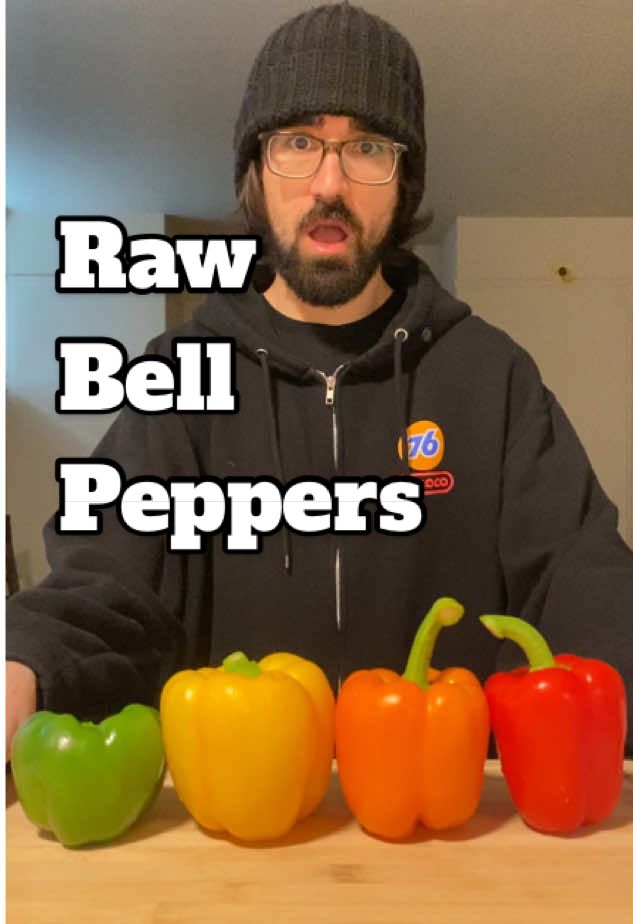 Raw bell pepper taste test. Full vid with crispy audio now on YouTube — link in bio. #ASMR #Mukbang #TasteTest #BoofTheDevourer #Crunch #ASMRFood