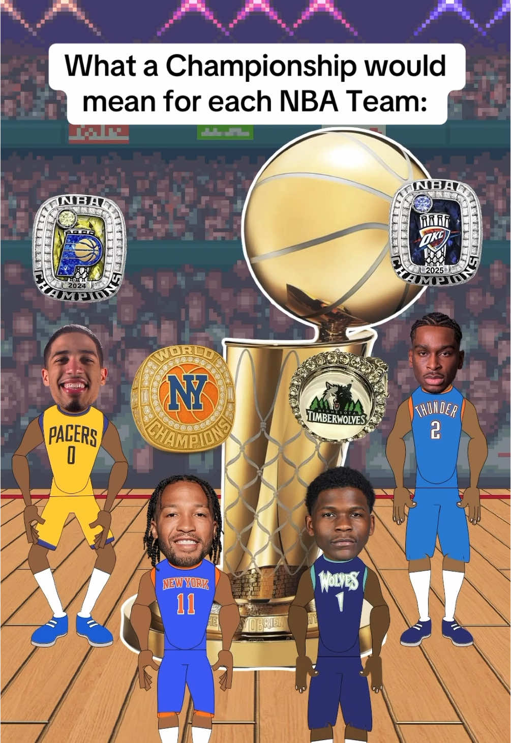 What a Championship would mean for each NBA Team: The NBA Conference finals are here: Pacers, Knicks, Timberwolves, and Thunder: Who wins the NBA Finals? #reboundrewind #animationrewind #NBA #nbamoments #nba2k #nbaplayoffs #nbaplayoffs #basketball #basketballtiktok #sports #jalenbrunson #shaigilgeousalexander #nbafinals #finals 