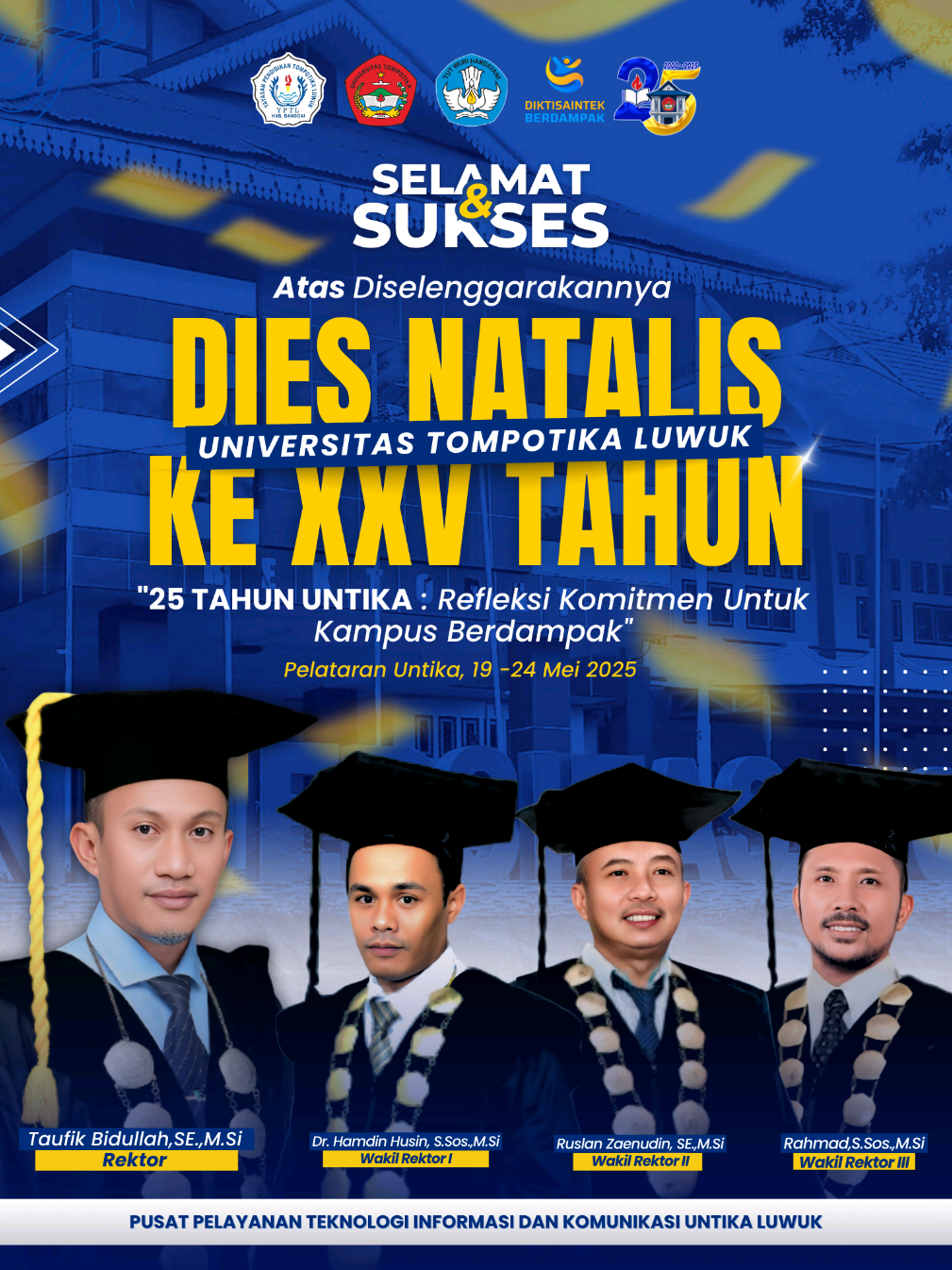 #Haloutus👋  Rektor Universitas Tompotika (Untika) Luwuk secara resmi membuka rangkaian kegiatan Dies Natalis ke-25 tahun yang digelar pada Senin, 19 Mei 2025, bertempat di pelataran kampus utama. Kegiatan ini mengusung tema “Refleksi Komitmen untuk Kampus Berdampak”, sebagai wujud tekad Untika untuk terus memperkuat perannya dalam pembangunan daerah dan peningkatan kualitas pendidikan. #untikaluwuk #kampusbumimutiara #terdepanditimursulawesi #25tahun #perayaanperak 