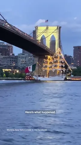 Two crew members have died after a Mexican Navy ship struck the underside of the Brooklyn Bridge, shattering its masts and rigging. A maritime expert told The Times that the Cuauhtémoc’s propellers may have been running in reverse, pushing it faster toward the Brooklyn Bridge, as a tugboat tried escorting the vessel out of a pier. #NavyShip #BrookynBridge #NewYork